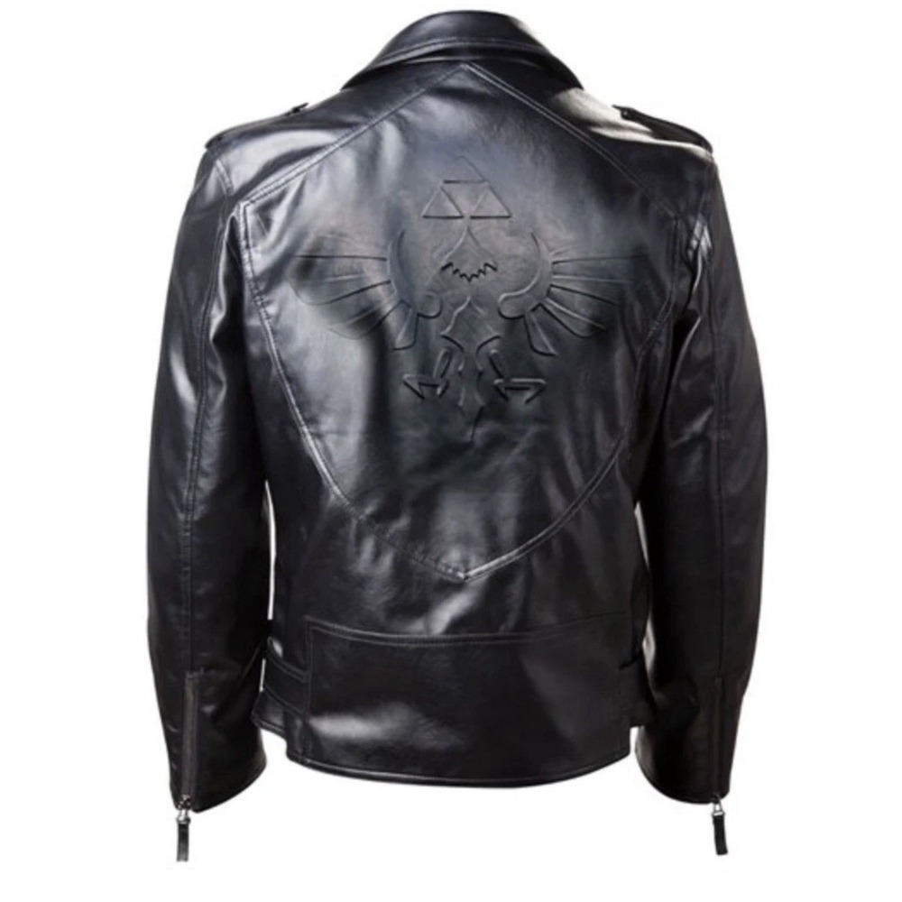 Nintendo Legend of Zelda Biker Jacket XL Hylian Royal Crest Vegan Leather Punk